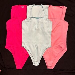 NWOT OQQ One Piece Set - Pink, Light Blue, and Coral